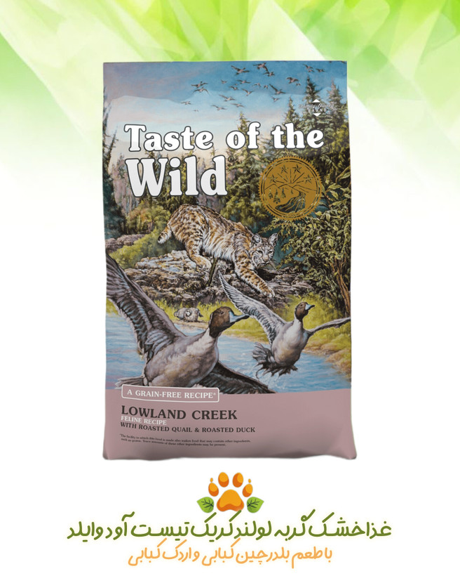 غذای خشک گربه Taste of the Wild Lowland Creek بدون غلات و سرشار از پروتئین اردک و بلدرچین