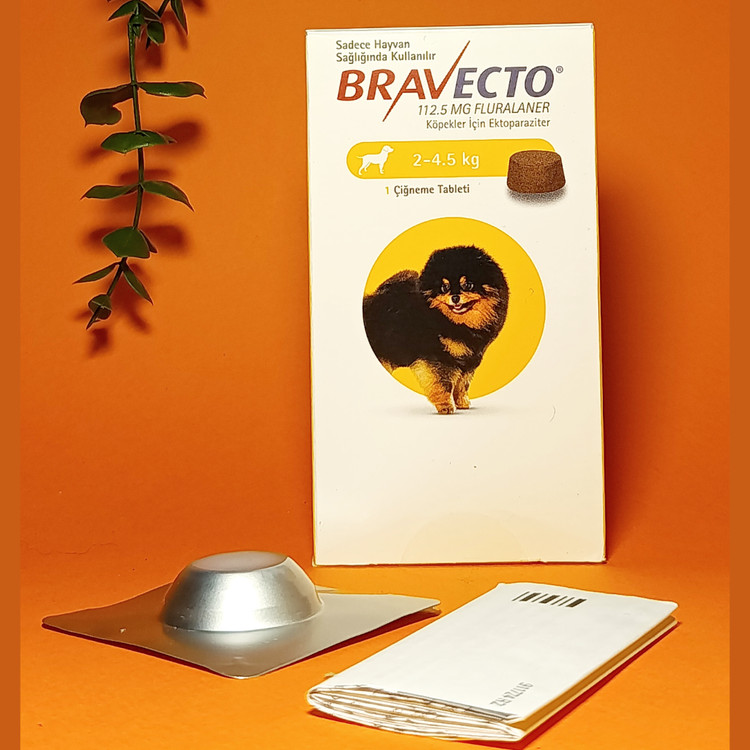 Bravecto براوکتو ۲/۵ تا ۴ کیلوگرم براوکتو زرد ضد کک و کنه و جرب