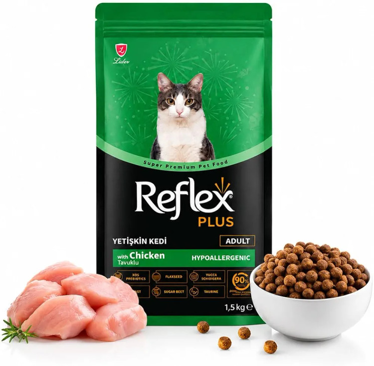 غذای خشک گربه رفلکس پلاس بالغ با طعم مرغ reflex plus adult cat chicken