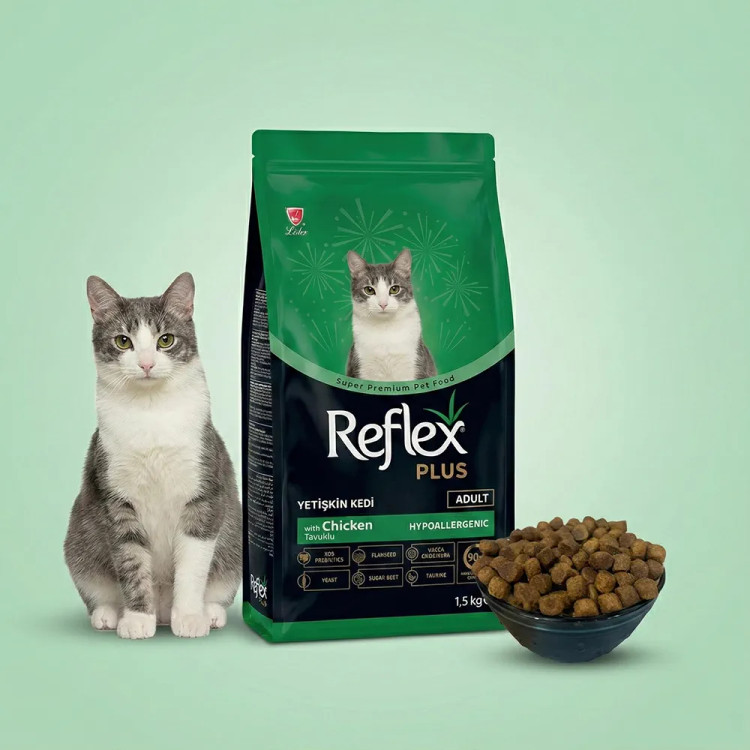 غذای خشک گربه رفلکس پلاس بالغ با طعم مرغ reflex plus adult cat chicken